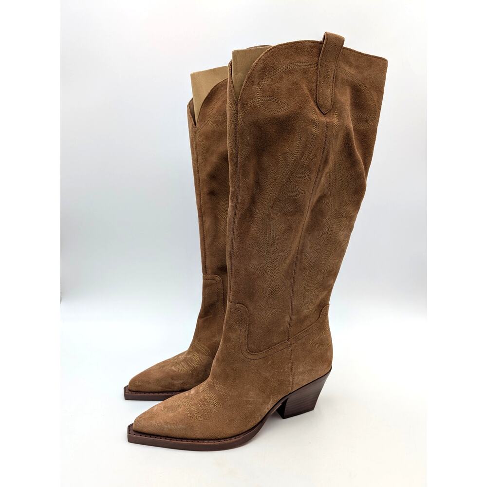 Dolce Vita Raj Wide Calf Boots Pointed Toe Women's Brown Suede Size US6WC EU36